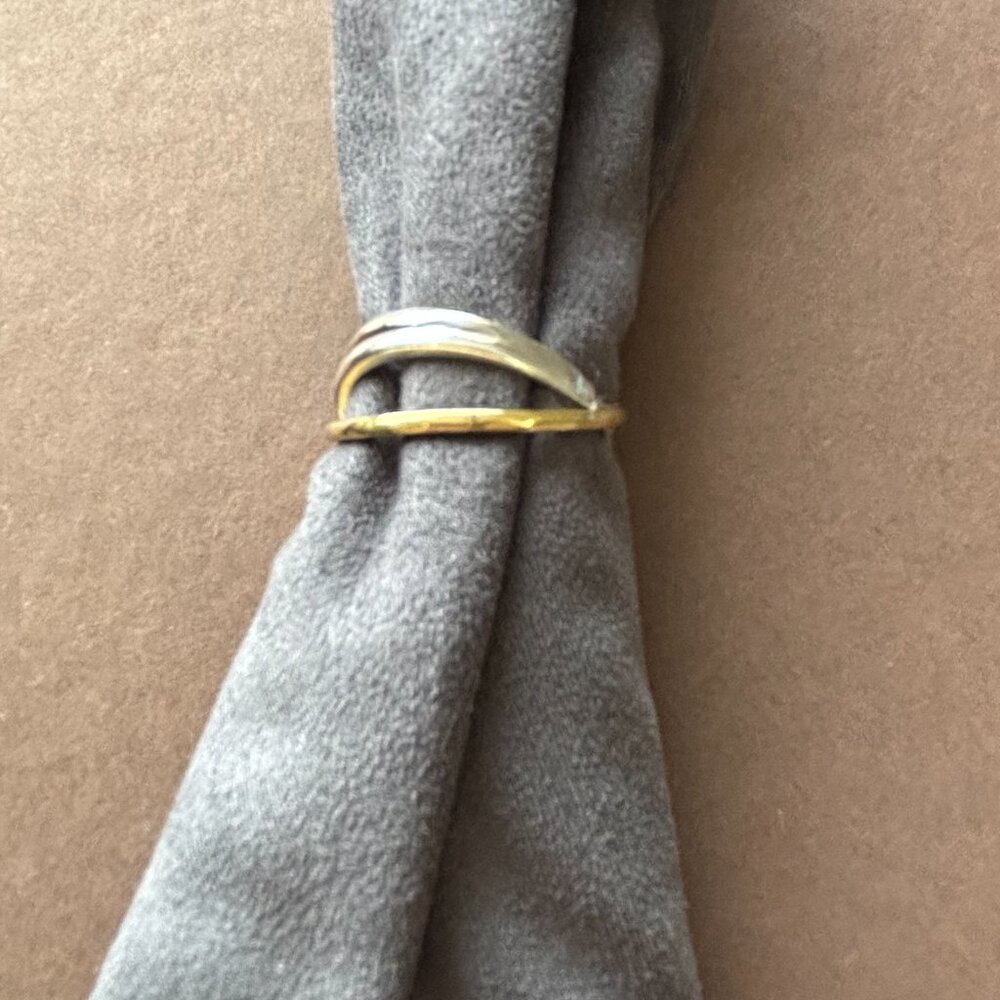 Like New Silpada .925 Sterling Silver and Brass Crisscross Ring Size 10 R3311 - Picture 4 of 7